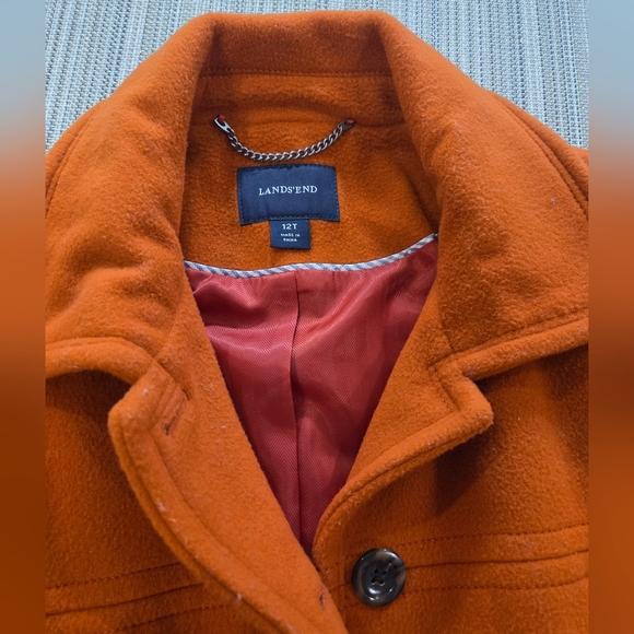 Land's End Pumpkin Long Wool Coat - Picture 3 of 5